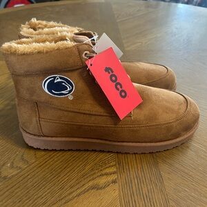 FOCO Penn State Brown High Top Fur Lined Moccasin Boot Mens Size 9